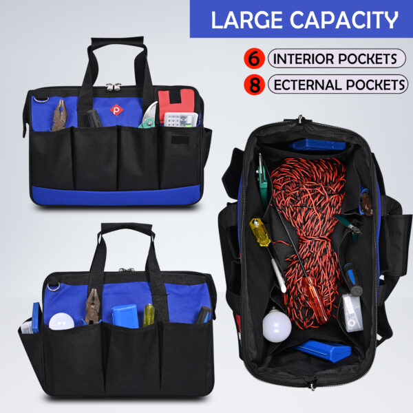 PAHAL Nylon Electrician and Technician Open Mouth Blue Tool Bag (16-inch) - Image 3