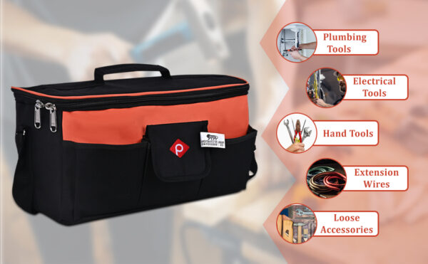PAHAL Tool Bag Rectangular Wide Open Mouth,Heavy Duty Electrician,Mechanic,Carpanter, Ac Technician Heavy Duty Tool Bag - Image 10