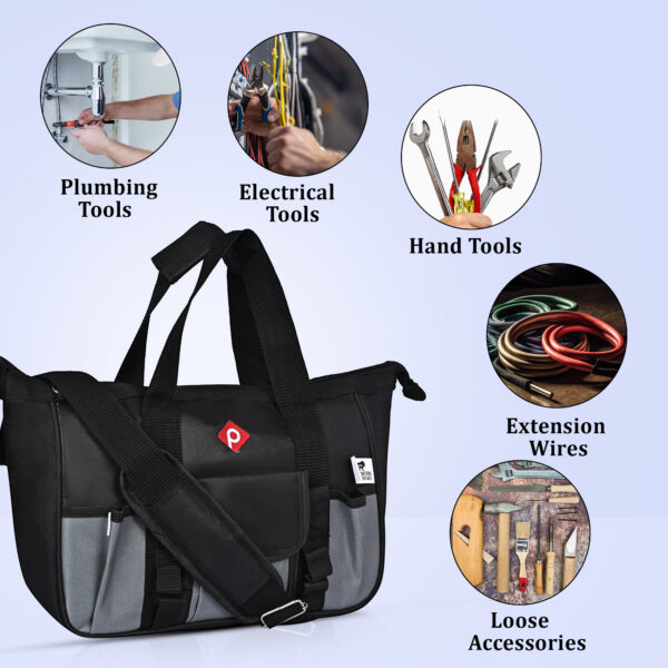 Pahal Nylon Tool Bag Waterproof Heavy duty for tools of Electrician, all Mechanic, small (13 Inch, 15 Pockets) - Image 16