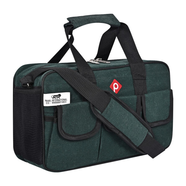 PAHAL Canvas Green Heavy Duty Tool Bag made of Tarpaulin Cloth for tools of Electrician & all Technician, Plumber(16 Pockets)