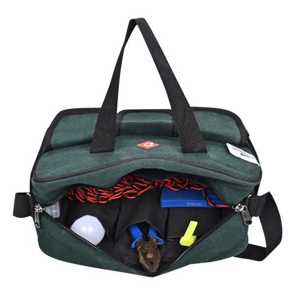 PAHAL Canvas Green Heavy Duty Tool Bag made of Tarpaulin Cloth for tools of Electrician & all Technician, Plumber(16 Pockets) - Image 3