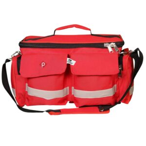 PAHAL Nylon Multi-Function Large Medicine Instrument Doctor Heavy Duty Kit Bag,Portable,Vaccination Kit,Home,School,Hospital,Clinic,16" Red, 11 Pockets 3 Partition