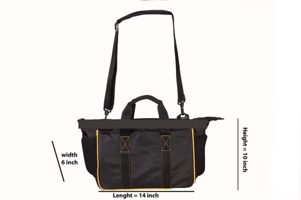Pahal Tool Bag Nylon Waterproof Heavy duty for tools of Electrician,Plumber For Men 14 inch (Yellow, Medium) - Image 6