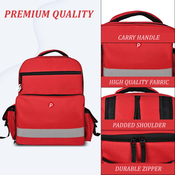 PAHAL Medicine Nylon Portable Large Backpack Medical First Aid Kit Storage bag Empty (No Medicine Included) | Medical Emergency | First Aid Kit Bag | Travelling Car, Home, Office (Red Color) - Image 12