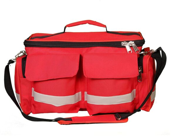 PAHAL Nylon Multi-Function Large Medicine Instrument Doctor Heavy Duty Kit Bag,Portable,Vaccination Kit,Home,School,Hospital,Clinic,16" Red, 11 Pockets 3 Partition
