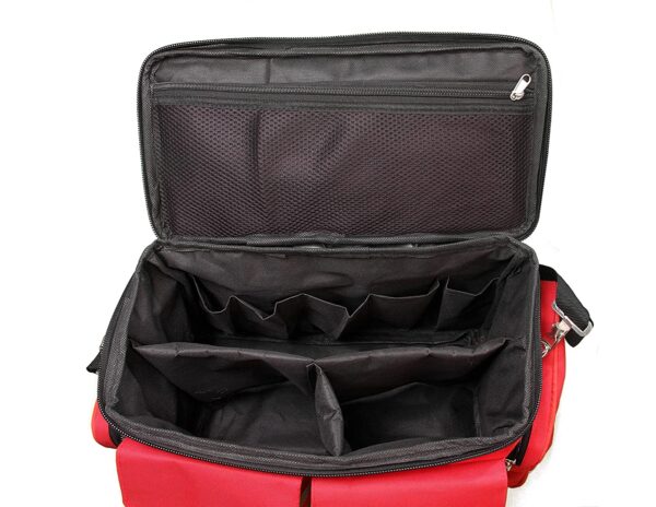 PAHAL Nylon Multi-Function Large Medicine Instrument Doctor Heavy Duty Kit Bag,Portable,Vaccination Kit,Home,School,Hospital,Clinic,16" Red, 11 Pockets 3 Partition - Image 3