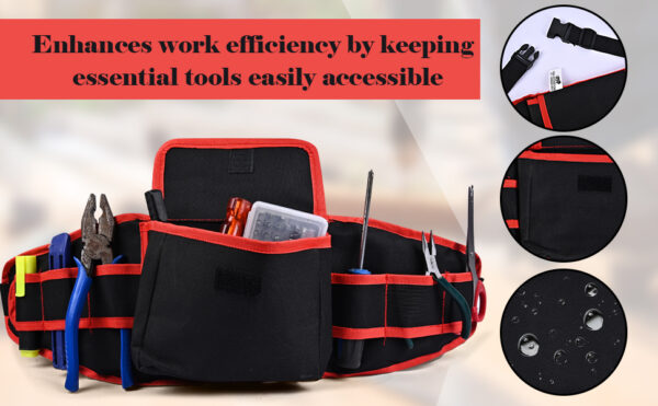 PAHAL Tool Belt Adjustable Waist Heavy duty for electrician, Technician, Carpenter, Plumber, Service Engineer Length-24 Inch Black - Image 5