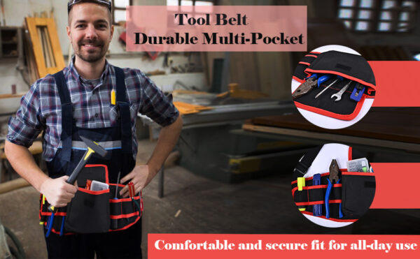 PAHAL Tool Belt Adjustable Waist Heavy duty for electrician, Technician, Carpenter, Plumber, Service Engineer Length-24 Inch Black - Image 10