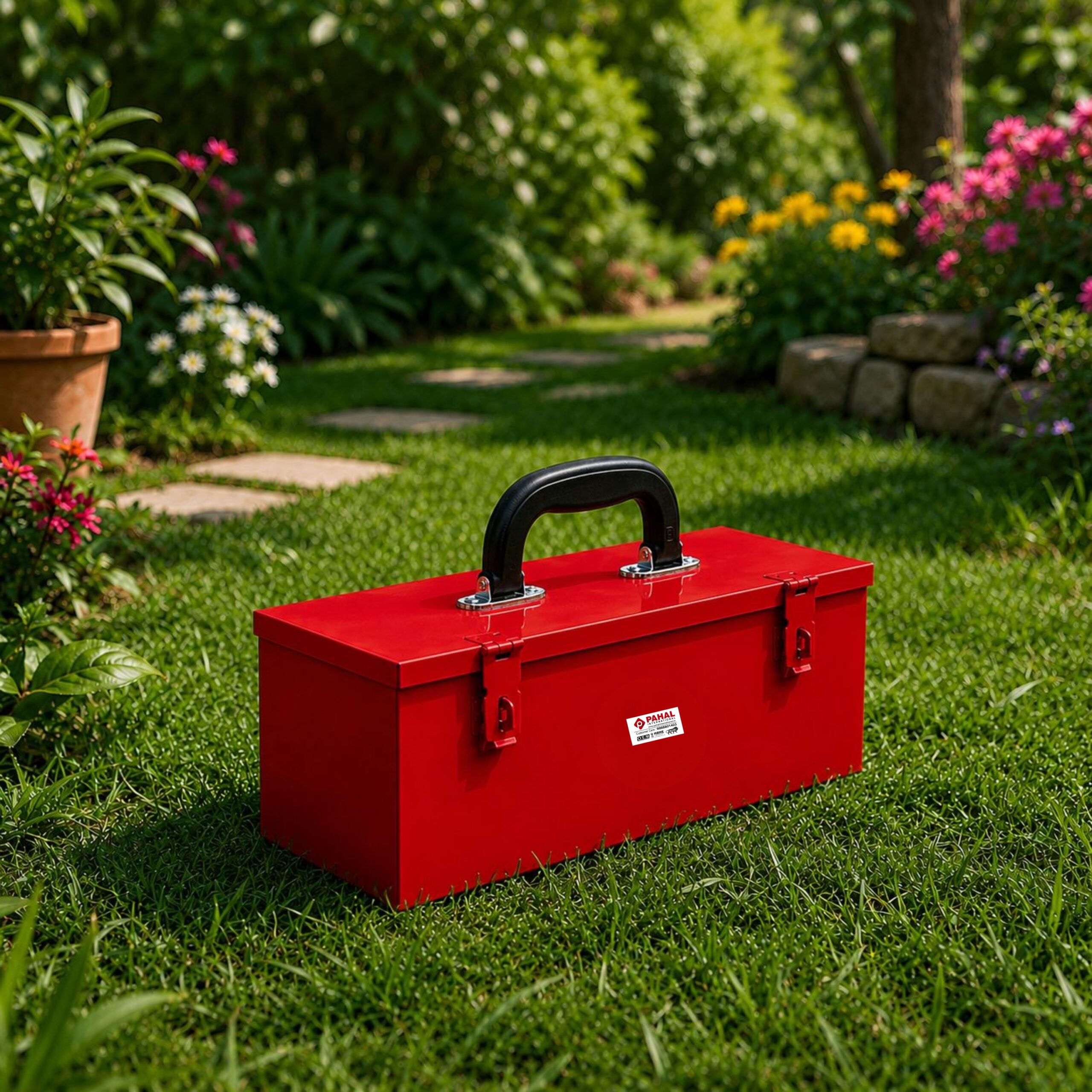 PAHAL Metal Tool Box 12 x 4 x 4.5 Inch, Heavy Duty Steel Tool Storage Box, Durable Multipurpose Toolbox for Mechanic, Electrician & Home Use (Red, Portable, Empty) - Image 2