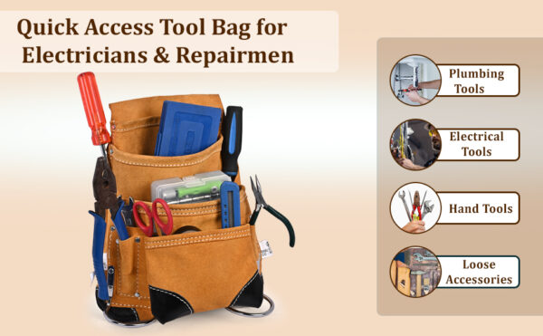PAHAL Tool Belt Leather Heavy Duty Pouch Apron with suspender for Men Women Carpenter Electrician yellow L14" X W10" - Image 8