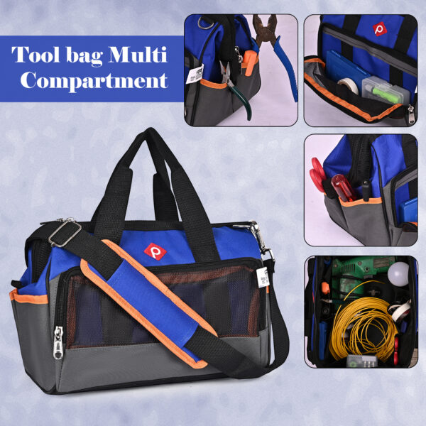 PAHAL 12 Inch Multipurpose Tools Storage Bag Water Resistant for Electrician Plumber Technician Nylon Material Color Blue Black - Image 13