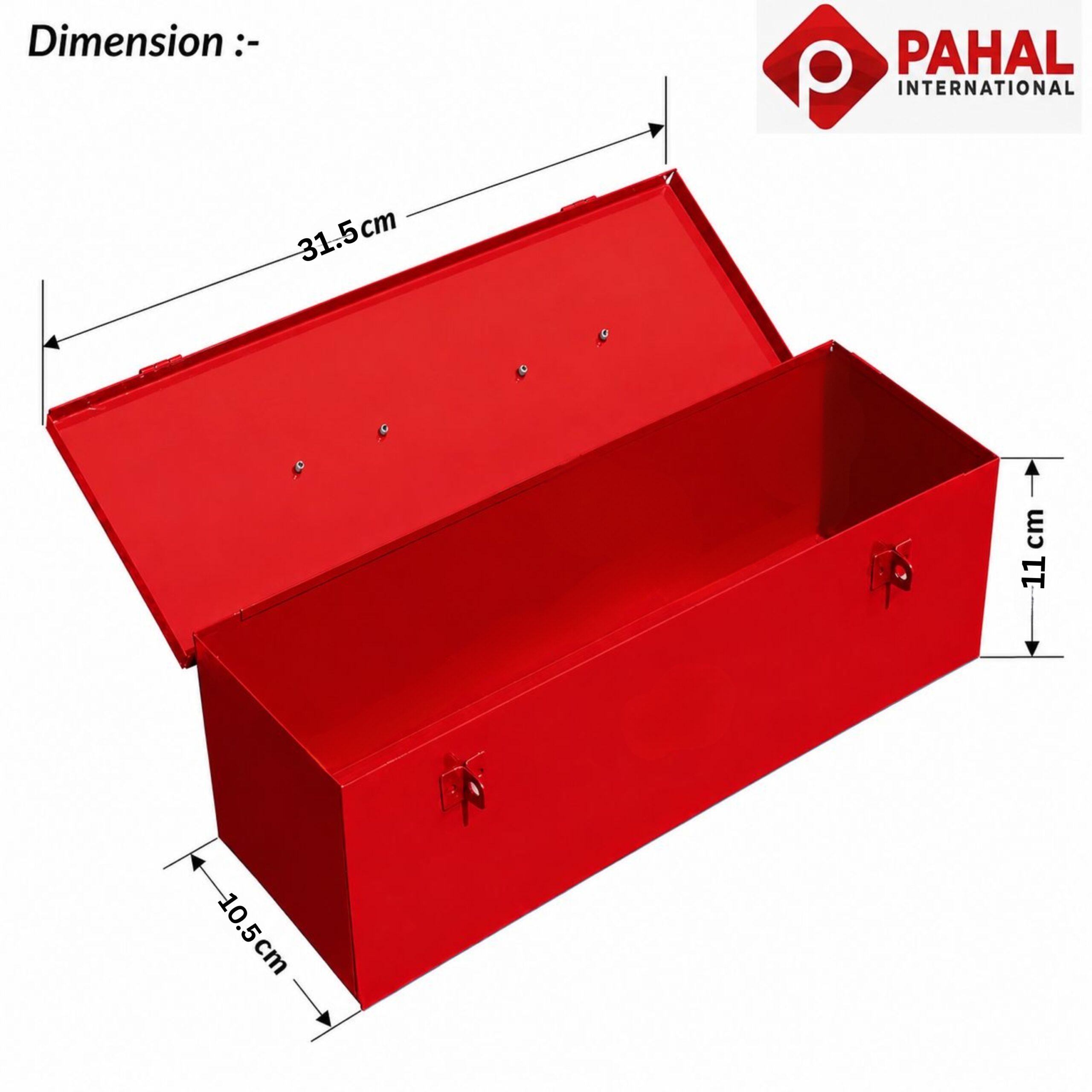 PAHAL Metal Tool Box 12 x 4 x 4.5 Inch, Heavy Duty Steel Tool Storage Box, Durable Multipurpose Toolbox for Mechanic, Electrician & Home Use (Red, Portable, Empty) - Image 3