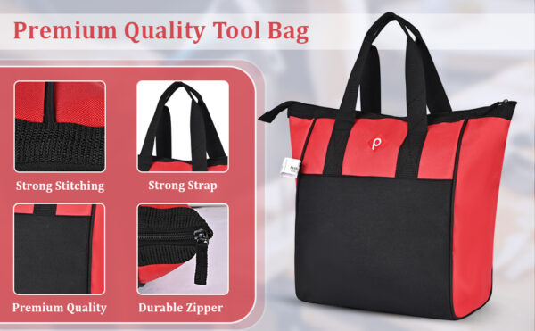 PAHAL Portable heavy duty Tool Bag/Tools Bag for Electrician, Plumber, Carpenter, Mechanic, Service Engineer Red Black 11X6X13 - Image 15