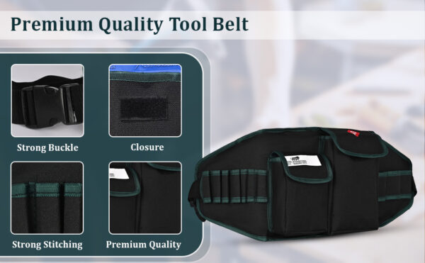 PAHAL Tool Belt for Electrician, Carpenter, Construction Worker-Adjustable Utility Tool Belt,Waist Pouch,Garden Apron, Length-24 Inch Black - Image 10