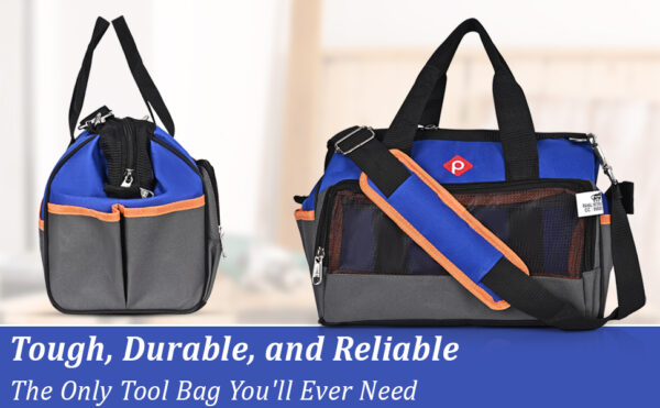 PAHAL 12 Inch Multipurpose Tools Storage Bag Water Resistant for Electrician Plumber Technician Nylon Material Color Blue Black - Image 11
