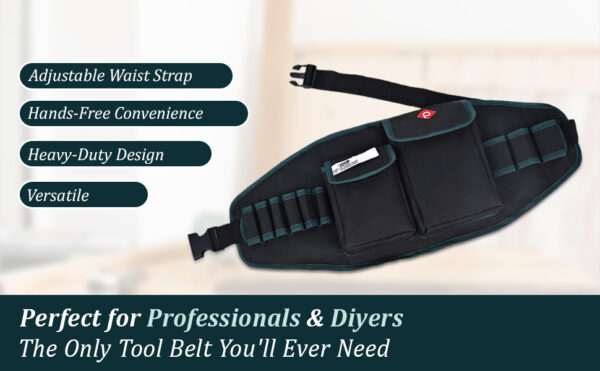 PAHAL Tool Belt for Electrician, Carpenter, Construction Worker-Adjustable Utility Tool Belt,Waist Pouch,Garden Apron, Length-24 Inch Black - Image 11