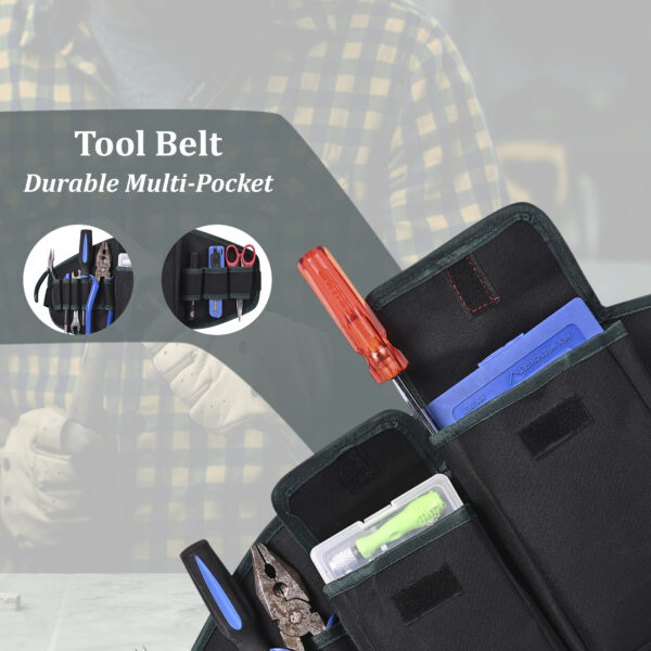 PAHAL Tool Belt for Electrician, Carpenter, Construction Worker-Adjustable Utility Tool Belt,Waist Pouch,Garden Apron, Length-24 Inch Black - Image 9
