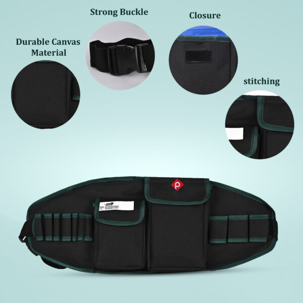 PAHAL Tool Belt for Electrician, Carpenter, Construction Worker-Adjustable Utility Tool Belt,Waist Pouch,Garden Apron, Length-24 Inch Black - Image 6