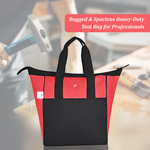 PAHAL Portable heavy duty Tool Bag/Tools Bag for Electrician, Plumber, Carpenter, Mechanic, Service Engineer Red Black 11X6X13 - Image 8