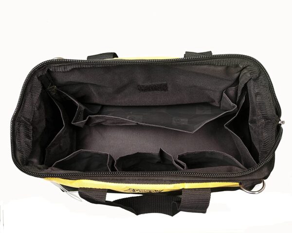 PAHAL Tool Bag with Multipurpose Tool Storage | Durable Nylon Water Resistant Bag | 12 Inch Bag for Electricians Plumbers & Technicians | Tool Organiser | For all Hand & Power Tools Yellow Black - Image 4