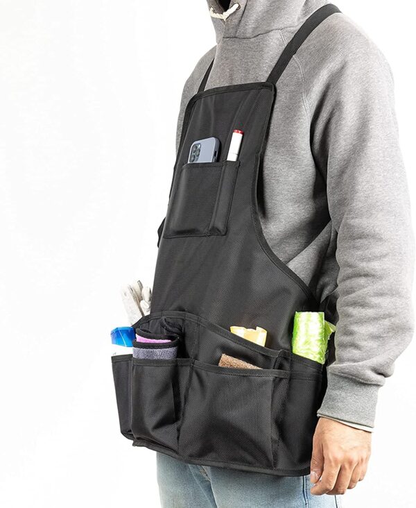 PAHAL Black Tool Apron Garden Apron for men and women,with 6 Large Pockets Plus 4 Small Pockets,Durable waterproof fabric,Bib Apron,Suitable for carpenters,Electrician,Mechanic,Gardener, Beautician, - Image 3