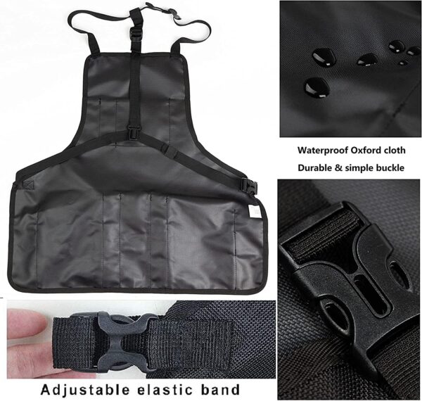 PAHAL Black Tool Apron Garden Apron for men and women,with 6 Large Pockets Plus 4 Small Pockets,Durable waterproof fabric,Bib Apron,Suitable for carpenters,Electrician,Mechanic,Gardener, Beautician, - Image 6