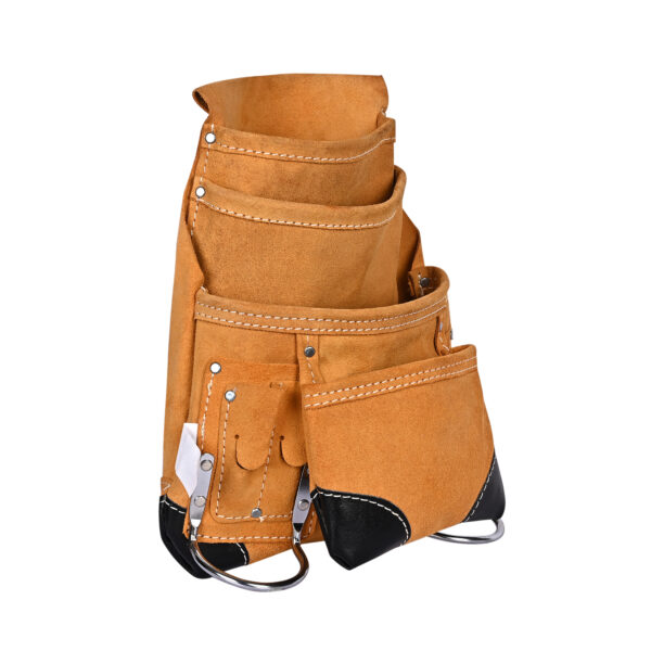 PAHAL Tool Belt Leather Heavy Duty Pouch Apron with suspender for Men Women Carpenter Electrician yellow L14" X W10" - Image 2