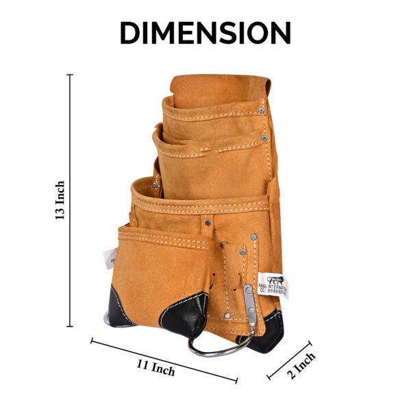 PAHAL Tool Belt Leather Heavy Duty Pouch Apron with suspender for Men Women Carpenter Electrician yellow L14" X W10" - Image 16
