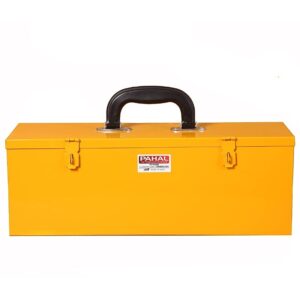 PAHAL Tool Box Metal Single Compartment Portable Heavy Duty For Electrician Plumber Technician Carpenter Domestic Yellow length 16 Inch