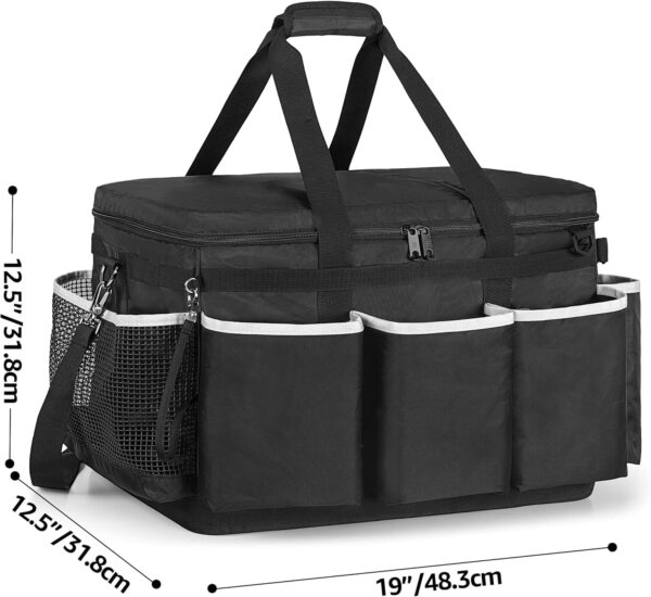 PAHAL Extra-Large Cleaning Caddy, High Capacity Cleaning Supplies Organizer for Housekeeping & Home Work, Car Detailing Tools Tote Bag with Shoulder Strap, Trunk Organizer Black - Image 5