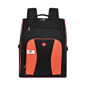 Pahal Nylon Tool Bag Backpack Waterproof Heavy Duty for Tools of Electrician, Technician, Black/Orange 36 Pockets 17 INCH