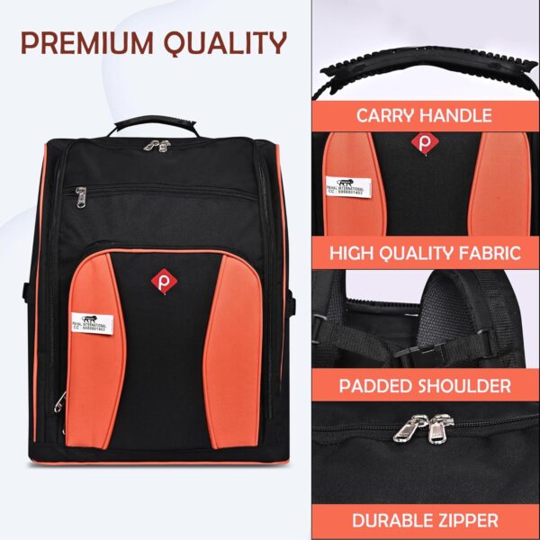 Pahal Nylon Tool Bag Backpack Waterproof Heavy Duty for Tools of Electrician, Technician, Black/Orange 36 Pockets 17 INCH - Image 3