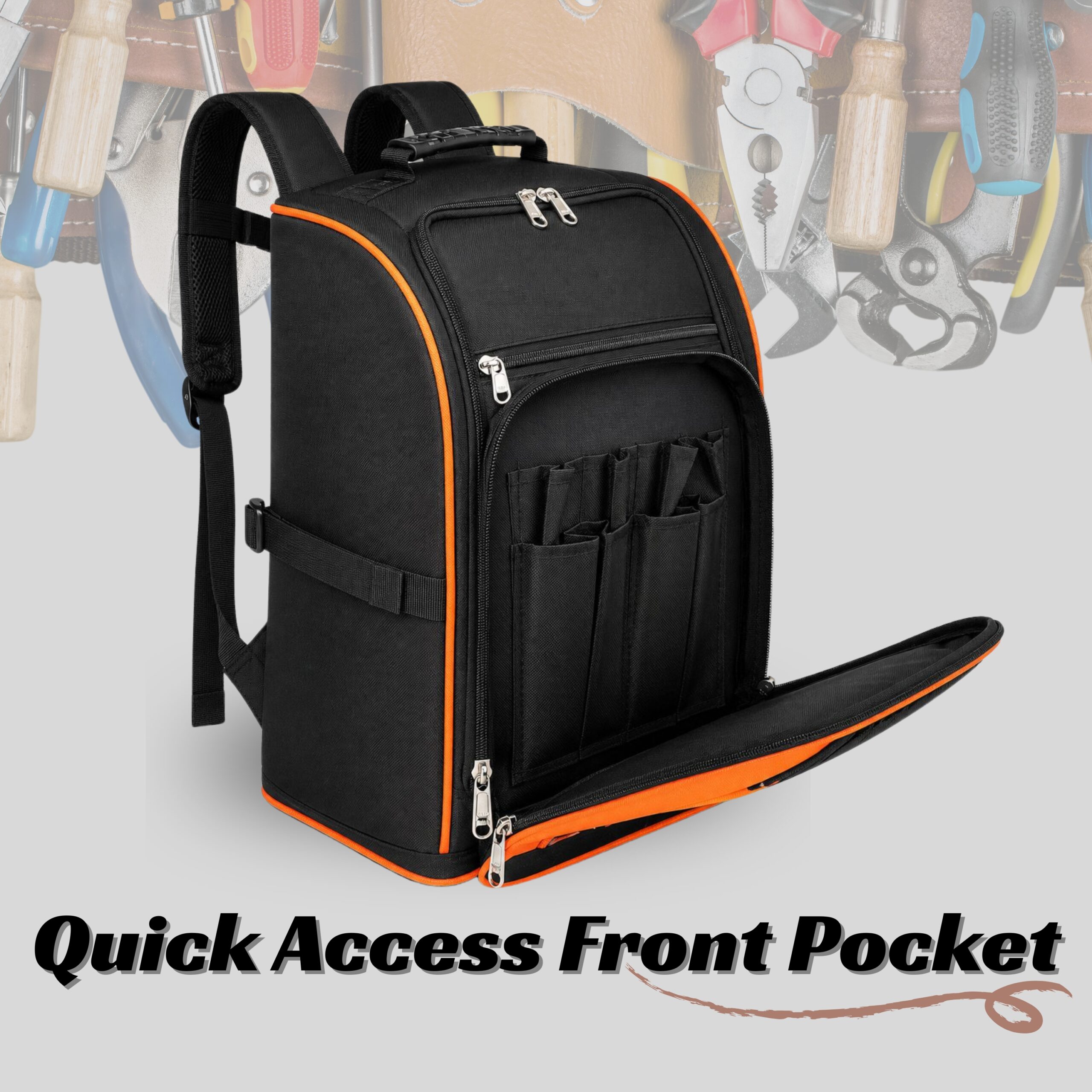 PAHAL Professional Tool Backpack Heavy Duty | Large Capacity Tool Storage Backpack for Electrician, Technician, Carpenter & Field Service Use - Image 2