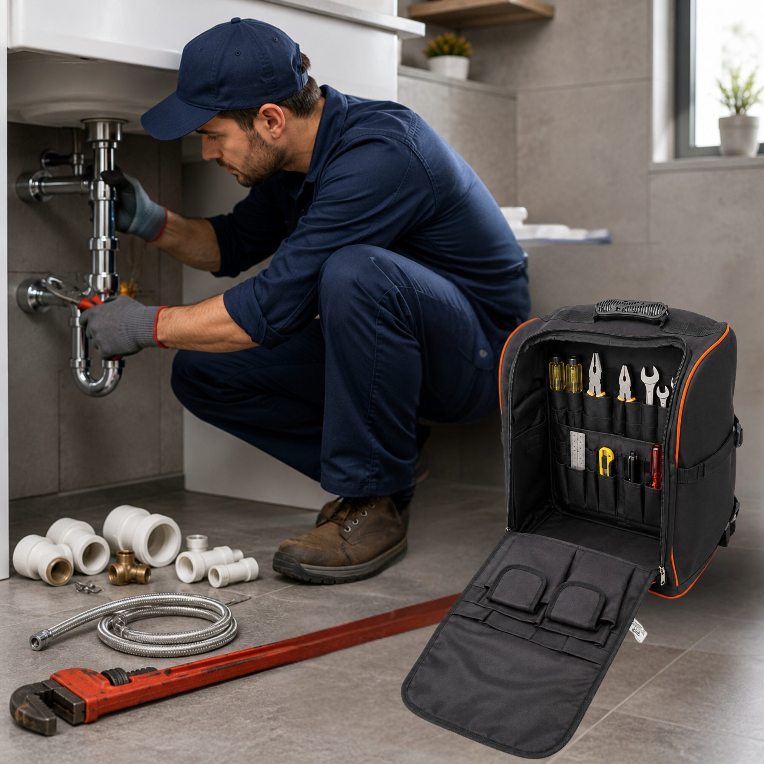 PAHAL Professional Tool Backpack Heavy Duty | Large Capacity Tool Storage Backpack for Electrician, Technician, Carpenter & Field Service Use - Image 9